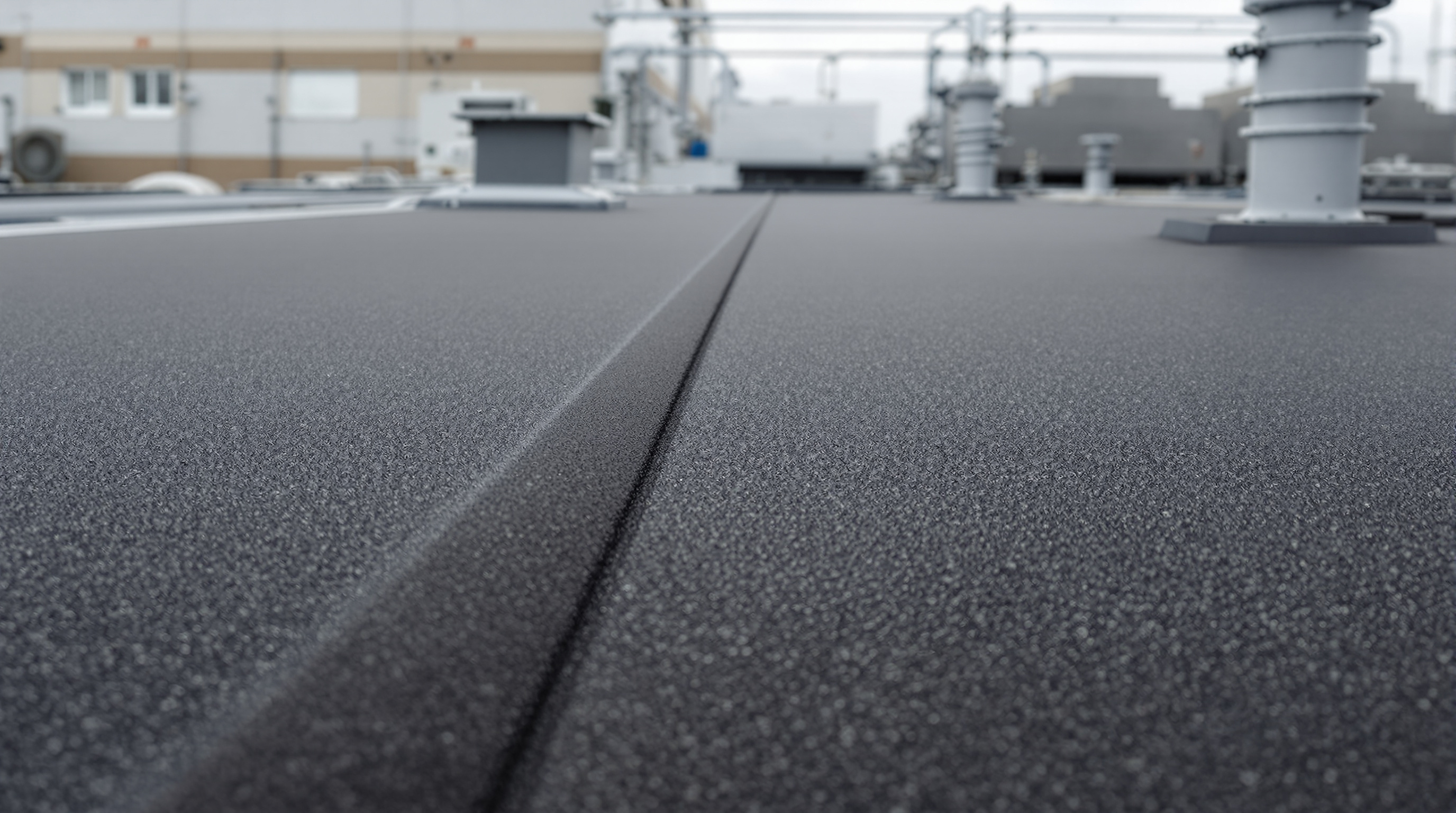 EPDM rubber roofing membrane installation on a commercial low-slope roof in Mobile County — durable and watertight for Gulf Coast conditions